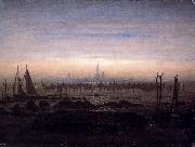 Caspar David Friedrich Greifswald in Moonlight Sweden oil painting artist